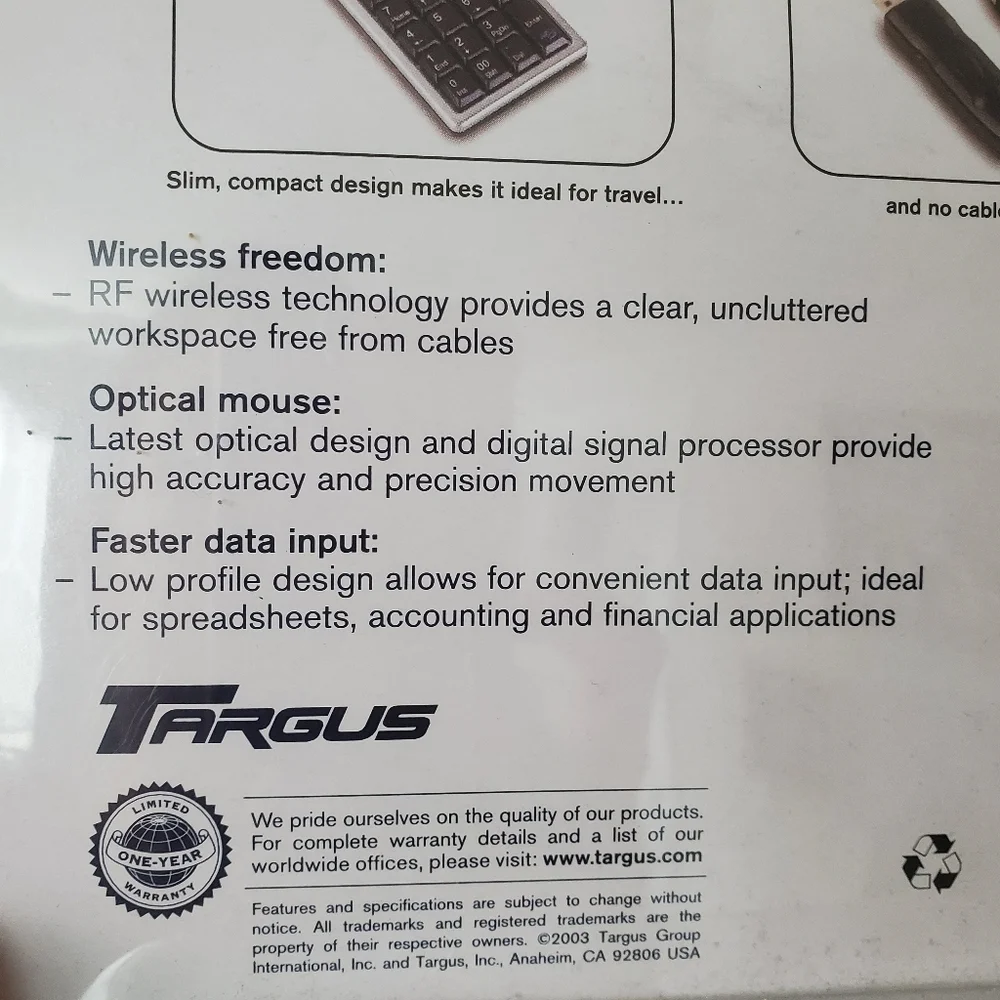 Targus Black and Silver Wireless Keypad and Mouse Combo NEW